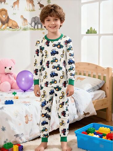 CM-KID Toddler Boys Pajamas 2 قطعة PJS تعيين الأكمام الطويلة أعلى وسروال الأطفال ملابس بيجاما مجموعات ملابس نوم الشتاء 2-7T in Saudi Arabia