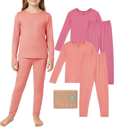 PurComfy SuperSoft Toddler Pajama Set, 4-Piece Bamboo Viscose Snug-Fit Sleepwear for Boys Girls, Long Sleeve Toddler Clothes in Saudi Arabia