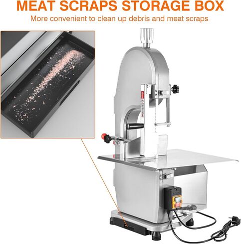 Commercial Electric Bone Saw Machine 750W Bone Sawing Machine with Stainless Steel 18.1" x 12.4" Workbench 0.16"-4.3" Cutting Thickness Frozen Meat Cutter with 5 Saw Blades for Fish Rib Pork Beef in Kuwait