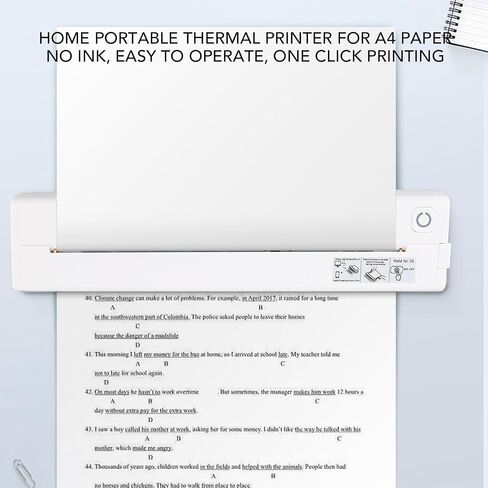 Yunseity Portable Printer for Travel, Wireless Bluetooth Inkless Printer Supports Size, Compact Thermal Printer with 2000mAh Rechargeable Battery for School Office Home Use (Dark Blue) (White) in Saudi Arabia