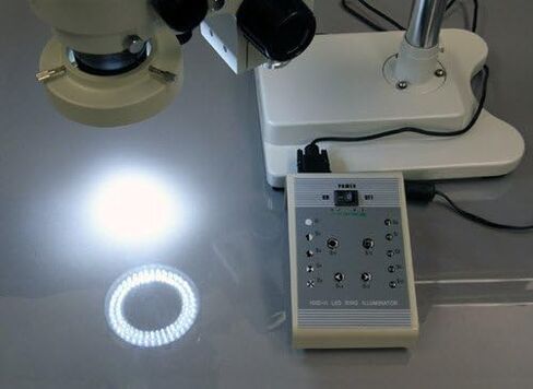 AmScope SM-4TZ-80AM Professional Trinocular Stereo Zoom Microscope, WH10x Eyepieces, 3.5X-90X Magnification, 0.7X-4.5X Zoom Objective, Eight-Zone LED Ring Light, Double-Arm Boom Stand, 110V-240V, Includes 0.5X and 2.0X Barlow Lens in Saudi Arabia
