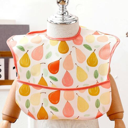 3-Pack Mess Proof Baby Bibs for Eating,Lightweight | Waterproof Toddler Bibs with Catch-All Pocket | Wipeable Feeding Bibs for Girls | Machine Washable in Saudi Arabia