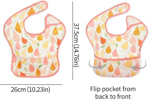 3-Pack Mess Proof Baby Bibs for Eating,Lightweight | Waterproof Toddler Bibs with Catch-All Pocket | Wipeable Feeding Bibs for Girls | Machine Washable in Saudi Arabia