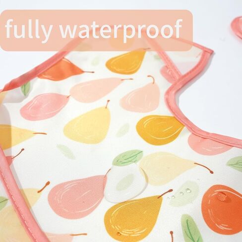 3-Pack Mess Proof Baby Bibs for Eating,Lightweight | Waterproof Toddler Bibs with Catch-All Pocket | Wipeable Feeding Bibs for Girls | Machine Washable in Saudi Arabia