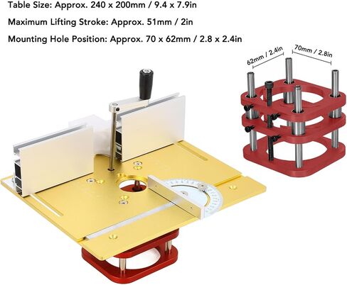 Router Lift Kit Heavy Duty Aluminum Alloy Woodworking Lifting Base Flip Board System for Engraving Slotting Trimming Chamfering Machines with 51mm Stroke 240x200mm Table Size in Saudi Arabia