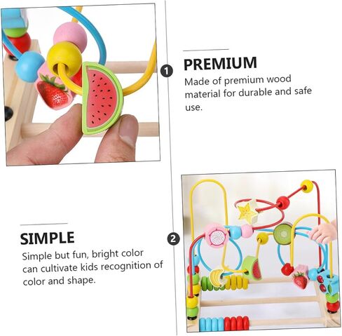 Vaguelly Wooden Fruit Maze Bead for Years Educational Early Learning Plaything with Safe Non-Toxic Paint and Hand-Eye Coordination Development Random Color Fruit Game Puzzle Random Color in Saudi Arabia