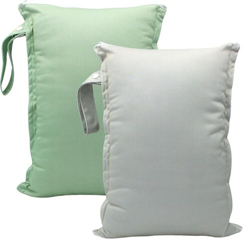 حقيبة رطبة وجافة مكونة من قطعتين حقيبة مبللة مقاومة للماء وقابلة لإعادة الاستخدام لبدلات السباحة، حفاضات الأطفال القماشية، السفر، الشاطئ، حمام السباحة، بدلة السباحة، ملابس الصالة الرياضية الرطبة (ورقة برتقالية) in Kuwait