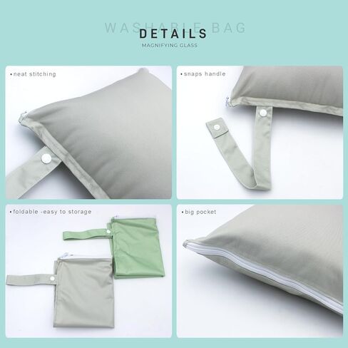 حقيبة رطبة وجافة مكونة من قطعتين حقيبة مبللة مقاومة للماء وقابلة لإعادة الاستخدام لبدلات السباحة، حفاضات الأطفال القماشية، السفر، الشاطئ، حمام السباحة، بدلة السباحة، ملابس الصالة الرياضية الرطبة (ورقة برتقالية) in Kuwait