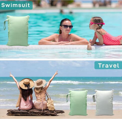 حقيبة رطبة وجافة مكونة من قطعتين حقيبة مبللة مقاومة للماء وقابلة لإعادة الاستخدام لبدلات السباحة، حفاضات الأطفال القماشية، السفر، الشاطئ، حمام السباحة، بدلة السباحة، ملابس الصالة الرياضية الرطبة (ورقة برتقالية) in Kuwait