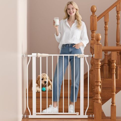 Elevon Extra Wide Dog Gate Pressure Mount, 29.1-38.5 Inch Wide, 30 Inch Tall Pet Safety Gate for Stairs & Doorways, White in Saudi Arabia