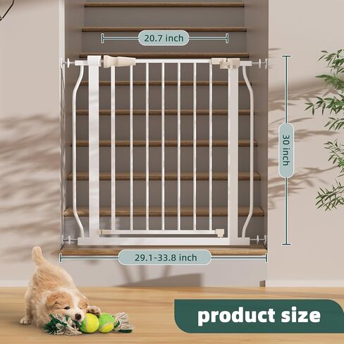Elevon Extra Wide Dog Gate Pressure Mount, 29.1-38.5 Inch Wide, 30 Inch Tall Pet Safety Gate for Stairs & Doorways, White in Saudi Arabia