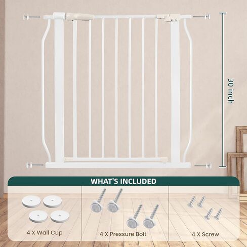 Elevon Extra Wide Dog Gate Pressure Mount, 29.1-38.5 Inch Wide, 30 Inch Tall Pet Safety Gate for Stairs & Doorways, White in Saudi Arabia
