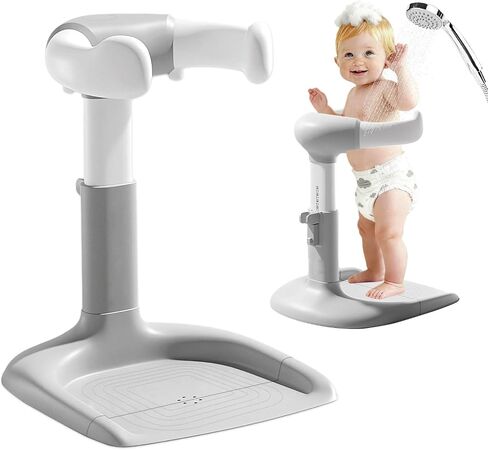 Baby Shower Stand - Adjustable Height Baby Shower Standing Support | Baby Bath Stand Soporte para Bañera de Bebé | Toddler Shower Stand Assist Holder for 8-36 Months Toddler Baby Standing Bath in Saudi Arabia