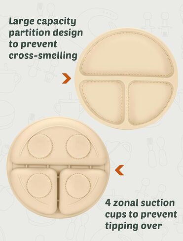 24 PCS Silicone Baby Feeding Set, Baby Led Weaning Supplies Includes Suction Bowls and Divided Plates, Adjustable Silicone Bib, Spoons&forks, Training cup with straw (Green+Brown+Beige) in Saudi Arabia