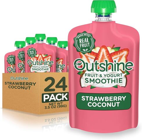 Outshine Fruit & Yogurt Smoothie الموز والفراولة، كيس عصير، وجبة خفيفة أثناء التنقل، 24 قطعة in Saudi Arabia