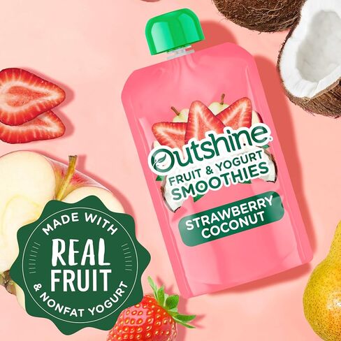 Outshine Fruit & Yogurt Smoothie الموز والفراولة، كيس عصير، وجبة خفيفة أثناء التنقل، 24 قطعة in Saudi Arabia
