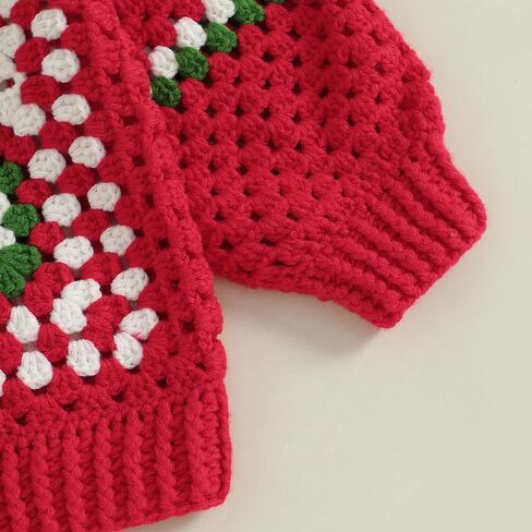 Infant Toddler Baby Girls Pullover Sweater Handmade Crochet Squarey Floral Crewneck Knitwear Fall Winter Clothes in Saudi Arabia