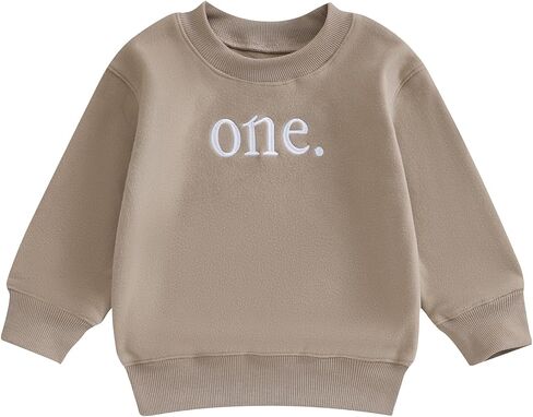 Toddler Baby Boy Girl One/Two Years Birthday Outfit Long Sleeve Embroidery Sweatshirt Shirt Crewneck Pullover Tops in Kuwait