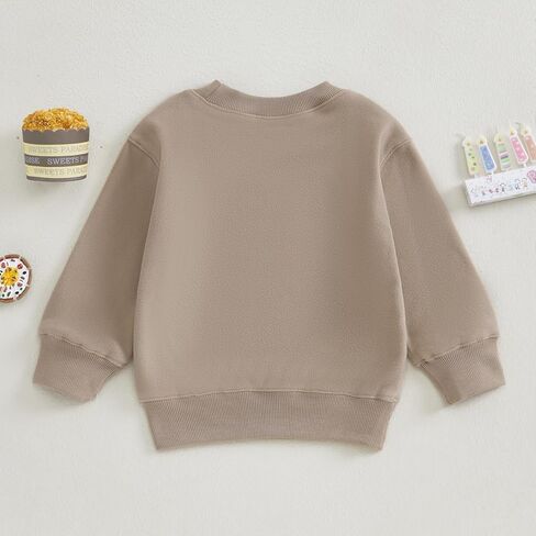 Toddler Baby Boy Girl One/Two Years Birthday Outfit Long Sleeve Embroidery Sweatshirt Shirt Crewneck Pullover Tops in Kuwait