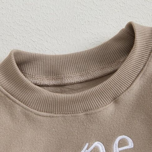 Toddler Baby Boy Girl One/Two Years Birthday Outfit Long Sleeve Embroidery Sweatshirt Shirt Crewneck Pullover Tops in Kuwait