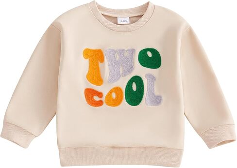Toddler Baby Boy Girl One/Two Years Birthday Outfit Long Sleeve Embroidery Sweatshirt Shirt Crewneck Pullover Tops in Kuwait