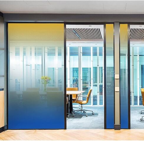 Window Clings Glass Film Color Gradient Office Static Stickers Glue-Free Atmosphere Decoration Two-Color Window Privacy Film Stickers Privacy Window Film(D,60 * 120 cm) in Saudi Arabia
