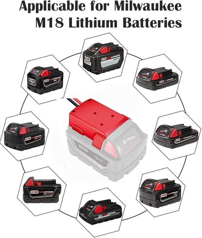 محول للمركبات ذات العجلات الكهربائية - لمحول بطارية Milwaukee M18 18 فولت إلى محول 12 فولت مع مجموعة كابل 12AWG وحماية الصمامات 30 أمبير - محول بطارية لألعاب الركوب للأطفال والسيارات الكهربائية والشاحنات in Kuwait