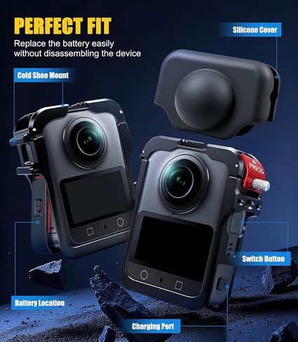 (1+2) مجموعة قفص كاميرا معدنية Orzero متوافقة مع DJI OSMO 360 مع عبوتين من أغطية العدسات وحامل توسيع متعدد، إطار واقٍ من سبائك الألومنيوم مع قفل أمان مزدوج الحماية سهل التركيب in Saudi Arabia