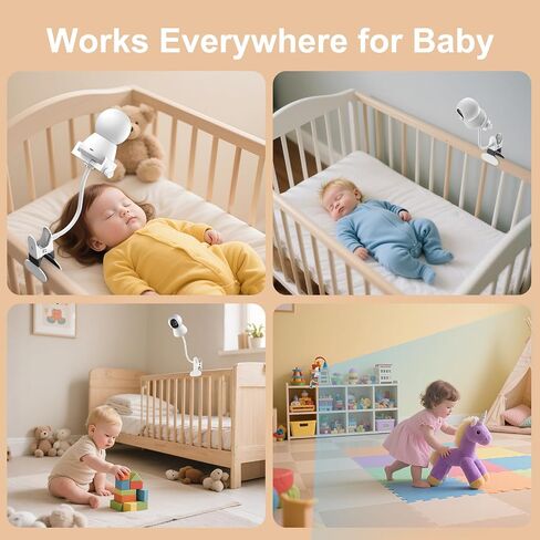 حامل شاشة الطفل المطور - حامل كاميرا الطفل العالمي القابل للتعديل من أجل Hello Baby، Nanit Pro، بصريات الرضع، VTech ومعظم شاشات الأطفال، حامل شاشة ذراع قابل للفصل، حامل مرن لسرير الأطفال in Kuwait