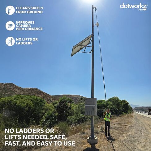 مجموعة تنظيف كاميرا الأمان DomeWizard™ مقاس 25 بوصة مع عمود من ألياف الكربون بدرجة احترافية - منظف العدسات للكاميرات القبة، وPTZ، والقبة الصغيرة والكاميرات الرصاصية - قفاز من الألياف الدقيقة قابل لإعادة الاستخدام + محلول تنظيف 8 أونصة in Kuwait