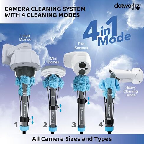 مجموعة تنظيف كاميرا الأمان DomeWizard™ مقاس 25 بوصة مع عمود من ألياف الكربون بدرجة احترافية - منظف العدسات للكاميرات القبة، وPTZ، والقبة الصغيرة والكاميرات الرصاصية - قفاز من الألياف الدقيقة قابل لإعادة الاستخدام + محلول تنظيف 8 أونصة in Saudi Arabia