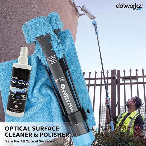 مجموعة تنظيف كاميرا الأمان DomeWizard™ مقاس 25 بوصة مع عمود من ألياف الكربون بدرجة احترافية - منظف العدسات للكاميرات القبة، وPTZ، والقبة الصغيرة والكاميرات الرصاصية - قفاز من الألياف الدقيقة قابل لإعادة الاستخدام + محلول تنظيف 8 أونصة in Saudi Arabia