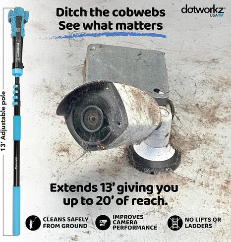 مجموعة تنظيف كاميرا الأمان DomeWizard™ مقاس 25 بوصة مع عمود من ألياف الكربون بدرجة احترافية - منظف العدسات للكاميرات القبة، وPTZ، والقبة الصغيرة والكاميرات الرصاصية - قفاز من الألياف الدقيقة قابل لإعادة الاستخدام + محلول تنظيف 8 أونصة in Saudi Arabia