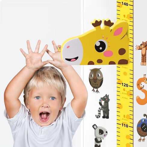 Height Chart for Kids No-Drill Giraffe Themed Growth Chart for Wall for Boys & Girls with Scale and Marker for Nursery Decor in Kuwait