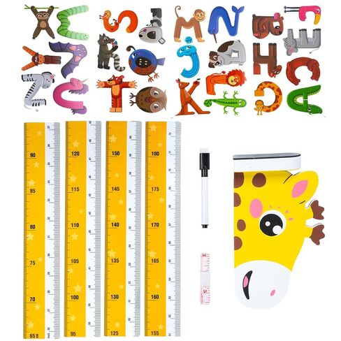 Height Chart for Kids No-Drill Giraffe Themed Growth Chart for Wall for Boys & Girls with Scale and Marker for Nursery Decor in Kuwait