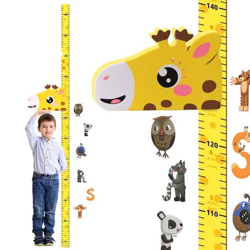 Height Chart for Kids No-Drill Giraffe Themed Growth Chart for Wall for Boys & Girls with Scale and Marker for Nursery Decor in Kuwait