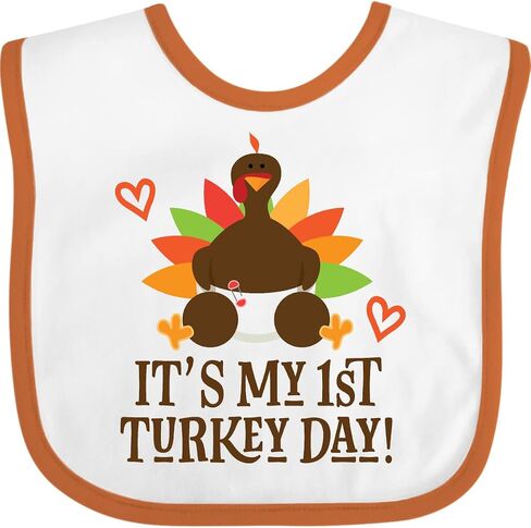 inktastic 1st Turkey Day Thanksgiving Baby Bib in Saudi Arabia