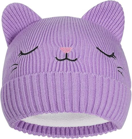 Cute Baby Cat Ears Hat Winter Knitted Beanie for Infant Toddler Boys Girls Kids Warm Fleece Lined Skull Cap for 0-24 Months in Saudi Arabia