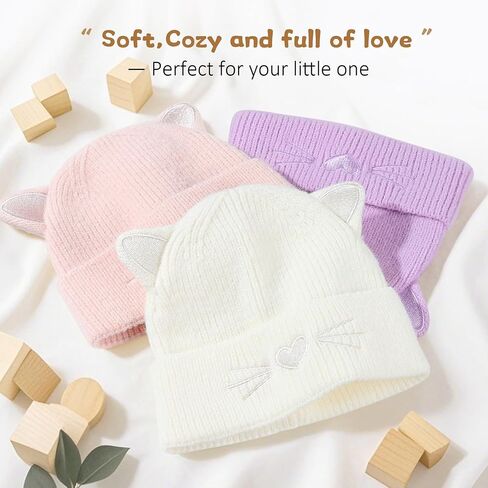 Baby Beanie Winter Hat with Cat Ear for Infant Toddler Boys Girls Kids Soft Knitted Hat Warm Skull Cap in Saudi Arabia