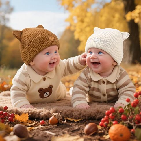 Baby Beanie Winter Hat with Cat Ear for Infant Toddler Boys Girls Kids Soft Knitted Hat Warm Skull Cap in Saudi Arabia