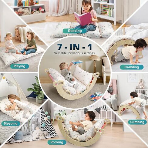 BlueWood Cushion for Climbing Arch, Montessori Philosophy Soft and Non-Slip Pillow for Kids, Pikler Cushion for Reading, Playing, Games, Parties (Pearl) in Kuwait