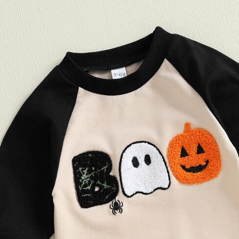 Bagilaanoe Newborn Baby Boy Halloween Outfit Pumpkin Boo Embroidery Long Sleeve Romper One Piece Jumpsuit Clothes in Saudi Arabia