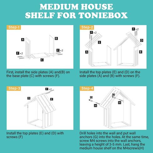 House for Tonies Box Storage Organizer Shelf Holder for 40 Tonie Figures | House for TonieBox 1/2 Display Stand for Tonie Characters DIY with 40Pcs Magnetic Adhesive Metal Plate in Saudi Arabia