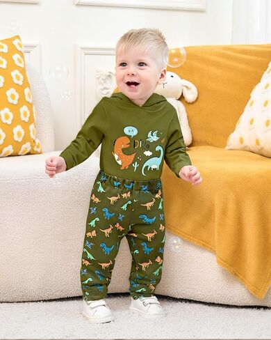 Baby Clothes Boy Newborn Outfits Animal Print Long Sleeve Romper and Pants 2PCS Fall Winter Infant Clothing Set in Saudi Arabia