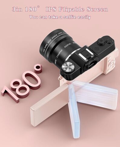 الكاميرات القاسية للتصوير الفوتوغرافي ، الكاميرا الرقمية 6K 64MP مع WiFi و Microphone لـ YouTuber ، كاميرا Vlogging 16x مع شاشة 180 درجة ، بطاقة 64 جيجابايت ، بطاريتين ، عدسة ماكرو وزاوية عريضة ، قارئ البطاقة in Kuwait