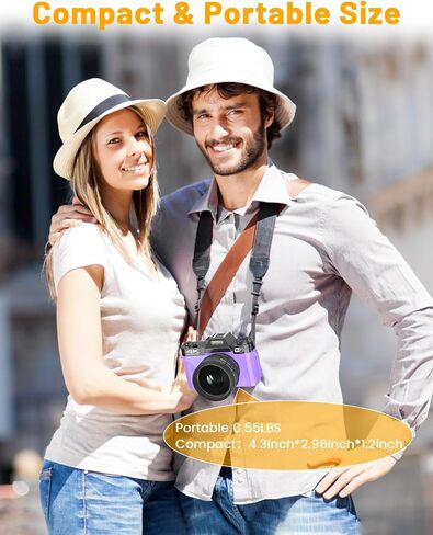 2024 ترقية كاميرا VJIANGER الرقمية للتصوير الفوتوغرافي وكاميرا تسجيل الفيديو لموقع YouTube مع WiFi، وشاشة قابلة للطي 180 درجة، وتكبير رقمي 16X، وعدسة 52 مم، وبطاريتين، وبطاقة SD صغيرة سعة 32 جيجابايت (أسود) in Kuwait