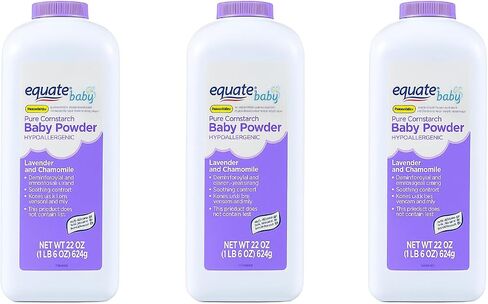 Equate Baby Pure Cornstarch Baby Powder – Hypoallergenic, Lavender & Chamomile – Talc-Free – 22 oz Each, Pack of 3 (Total 66 oz) in Saudi Arabia