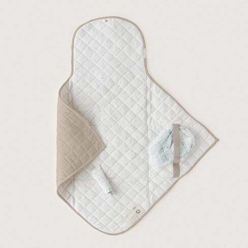 Organic Portable Changing Pad GOTS Certified Organic Cotton Fill Portable Diaper Changing Mat Diaper Clutch Changing Station Kit Compact Travel Pad (33"x34", Solid Pecan) in Saudi Arabia