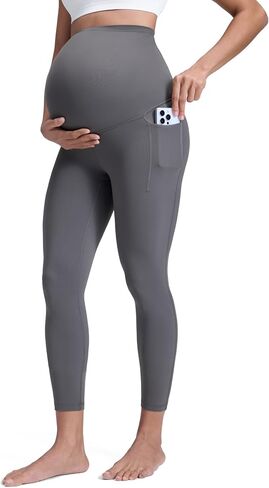 CRZ YOGA Womens Butterluxe Maternity Leggings with Pockets 25" - Soft Workout Active Yoga Pregnancy Pants Over The Belly in Saudi Arabia