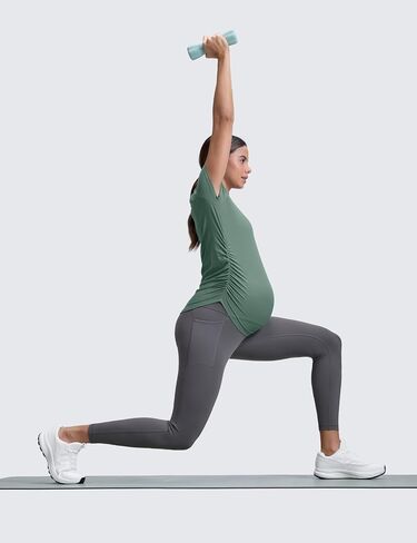 CRZ YOGA Womens Butterluxe Maternity Leggings with Pockets 25" - Soft Workout Active Yoga Pregnancy Pants Over The Belly in Saudi Arabia